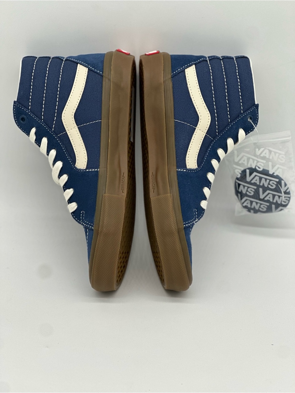 Vans Navy Canvas High-Top Sneakers with Cream Stripe - Picture 4 of 10
